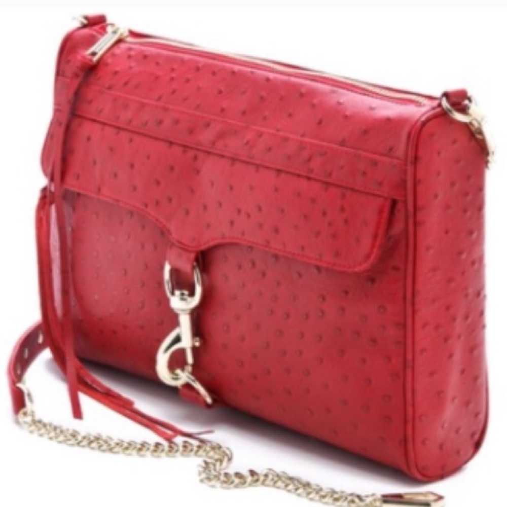 Rebecca Minkoff Mac Daddy red ostrich satchel